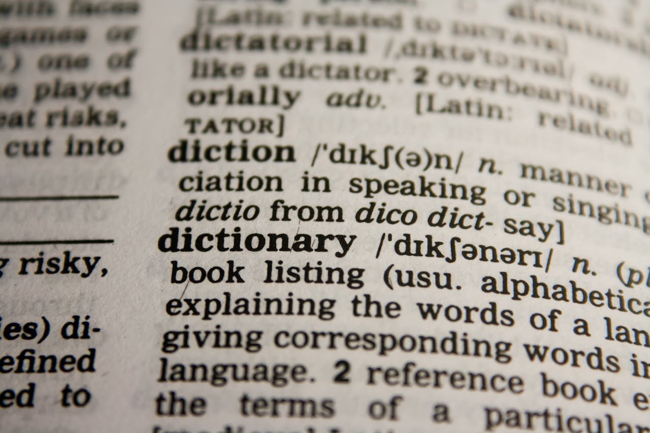 pexels-pixabay-Photo by Pixabay: https://www.pexels.com/photo/dictionary-text-in-bokeh-effect-267669/